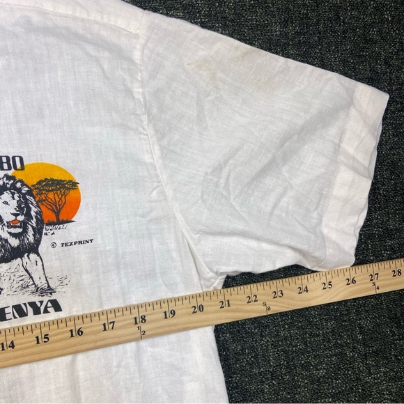 Vintage Jambo Kenya 70s Button Up Shirt Lion Men Large Single Stitch Texprint - Picture 8 of 10